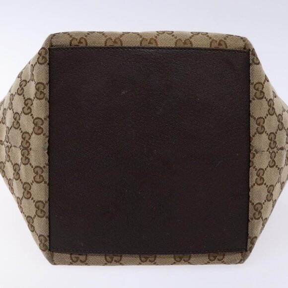 GUCCI GG Canvas Web Sherry Line Hand Bag Beige Red Green 131228 Auth 134493 - Picture 6 of 16